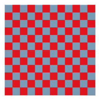 Póster Patrón de Gingham de Red Blue Checkered