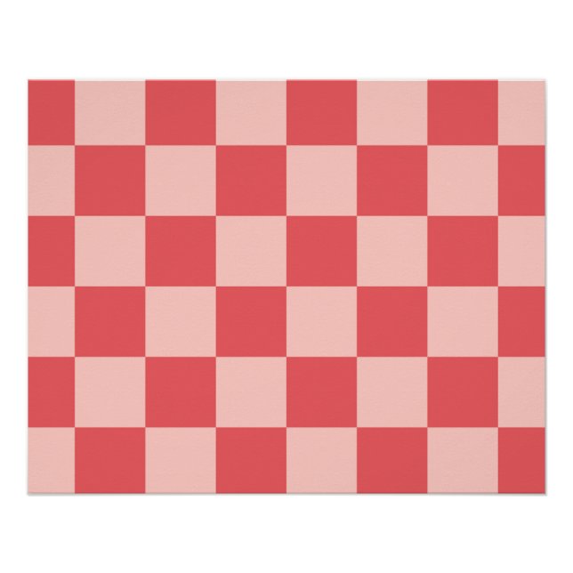 Póster Patrón de Gingham de Red Checkered Rosa (Anverso)