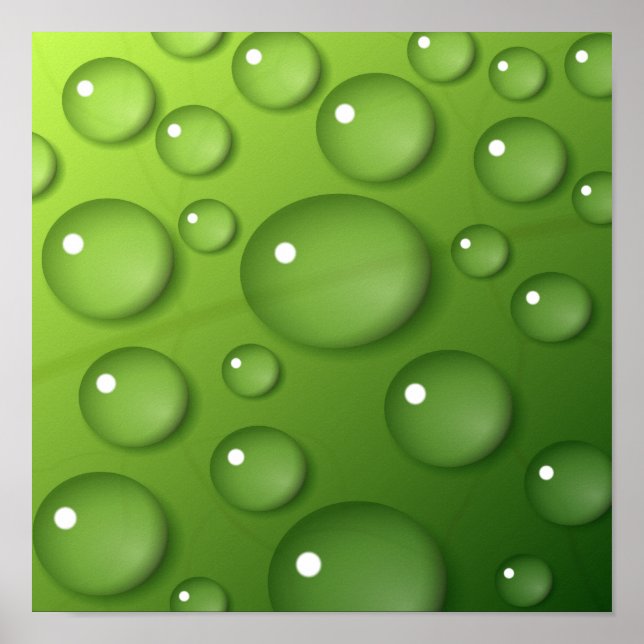 Póster Patrón de Gota de Lluvia Verde (Frente)