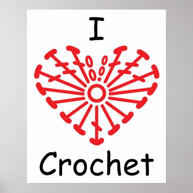 Póster Patrón de gráfico crochet de corazón (Frente)