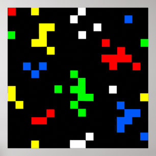 Póster Patrón de gráficos de videojuegos de 8 bits retro