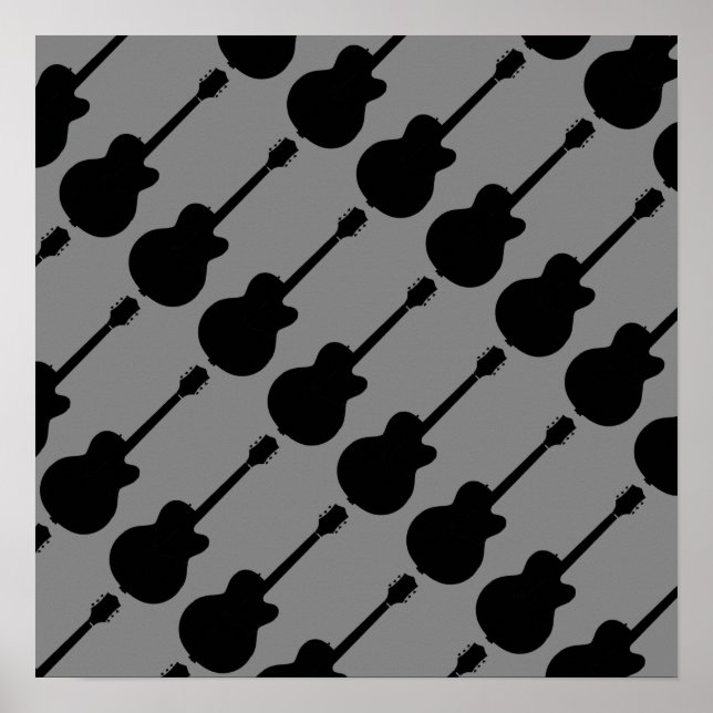 Póster patrón de guitarra de rock negro (Frente)