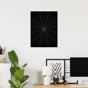 Póster Patrón de Halloween de telaraña gris negra