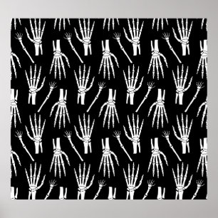 Póster Patrón de Halloween monocromo de huesos