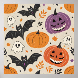 Póster Patrón de Halloween y otoño