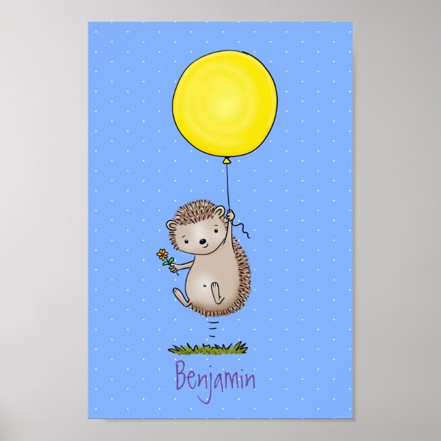 Póster Patrón de hedgehog y personalizado de globos (Frente)