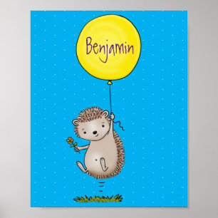 Póster Patrón de hedgehog y personalizado de globos