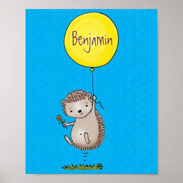 Póster Patrón de hedgehog y personalizado de globos (Frente)