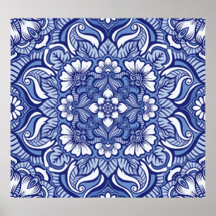 Póster Patrón de Henna Seamless de la etnia oriental
