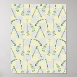 Póster Patrón de herramientas de jardinería