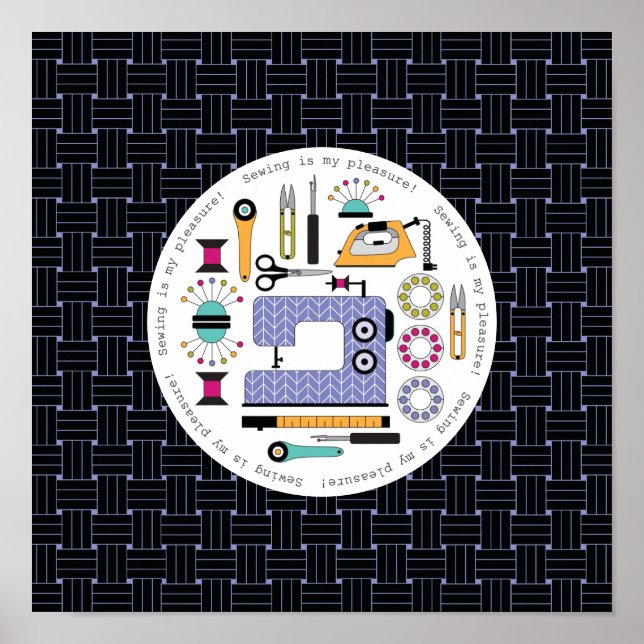 Póster Patrón de herramientas y suministros de costura mo (Frente)