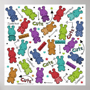 Póster Patrón de Hippo Personalizado colorido
