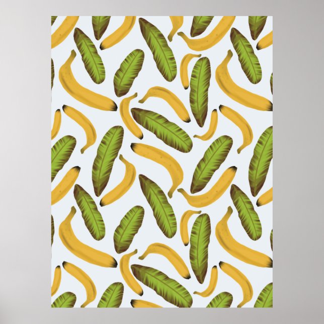 Póster Patrón de hoja de plátano tropical (Frente)