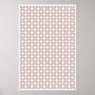 Póster Patrón de hoja geométrica retro Beige