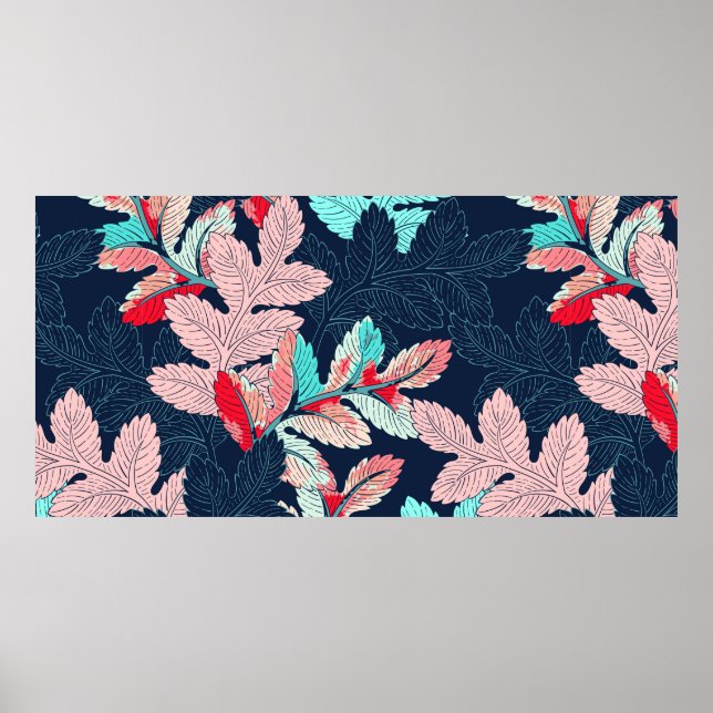 Póster Patrón de hojas de fondo sin soldadura (Frente)