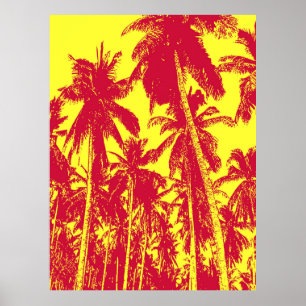 Póster Patrón de hojas. Palmeras tropicales