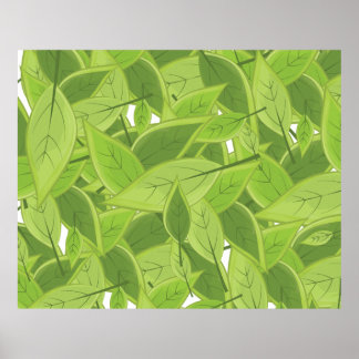 Póster Patrón de hojas verdes