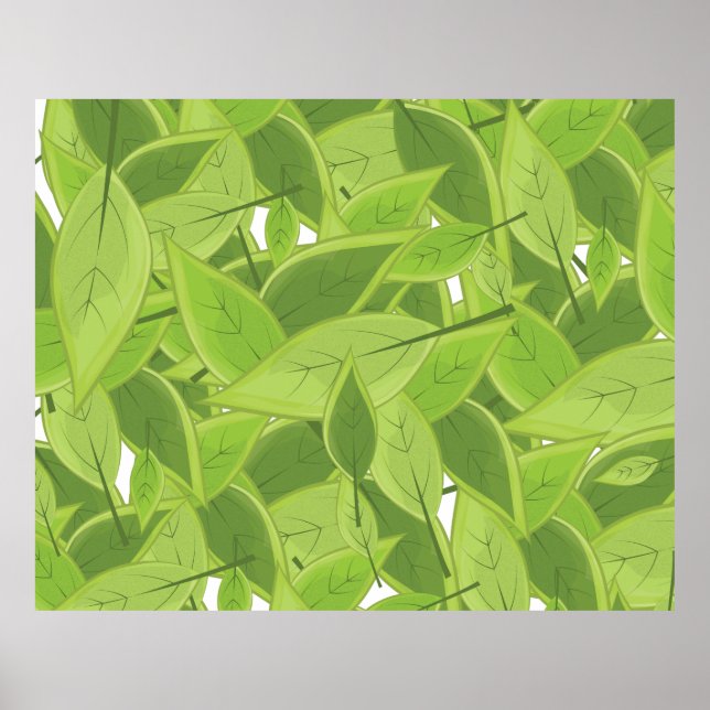 Póster Patrón de hojas verdes (Frente)