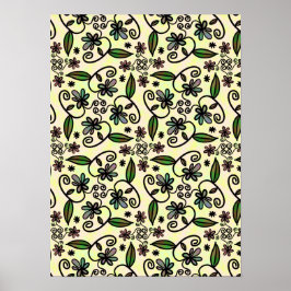 Póster Patrón de hojas verdes