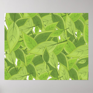 Póster Patrón de hojas verdes