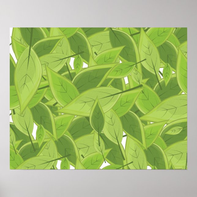 Póster Patrón de hojas verdes (Frente)