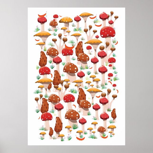 Póster Patrón de hongos pequeños (Frente)
