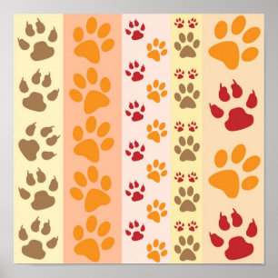 Póster Patrón de huellas de animales en colores naturales
