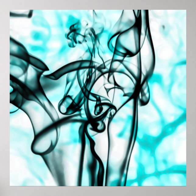 Póster Patrón de humo negro y Verde azulado de Aqua (Frente)