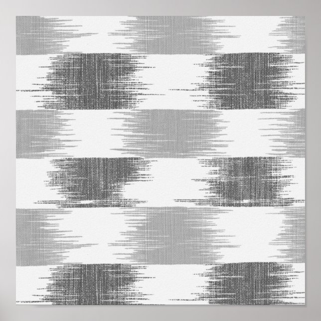Póster Patrón de ikat blanco gris negro moderno (Frente)