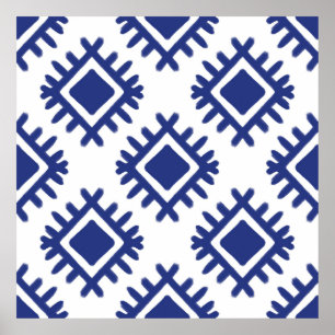 Póster Patrón de Ikat Étnica textil tribal norteamericano