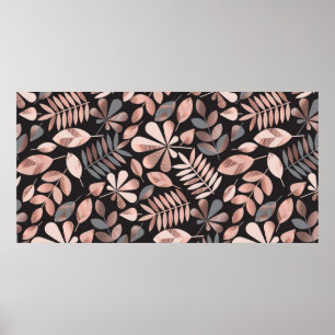 Póster Patrón de ilustracion de hojas de otoño