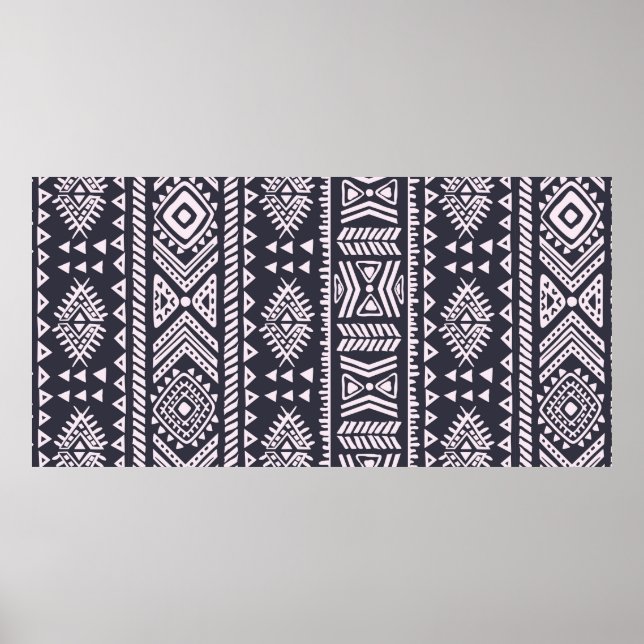 Póster Patrón de ilustracion ininterrumpido de etnias tri (Frente)
