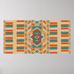 Póster Patrón de ilustracion inmaculado étnico tribal de 