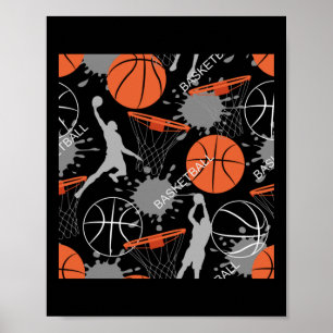 Póster Patrón de juego de baloncesto