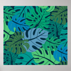 Póster Patrón de la palma de la selva tropical sin foco