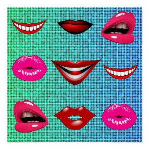 Póster Patrón de labios Guay de cadera funky urbana