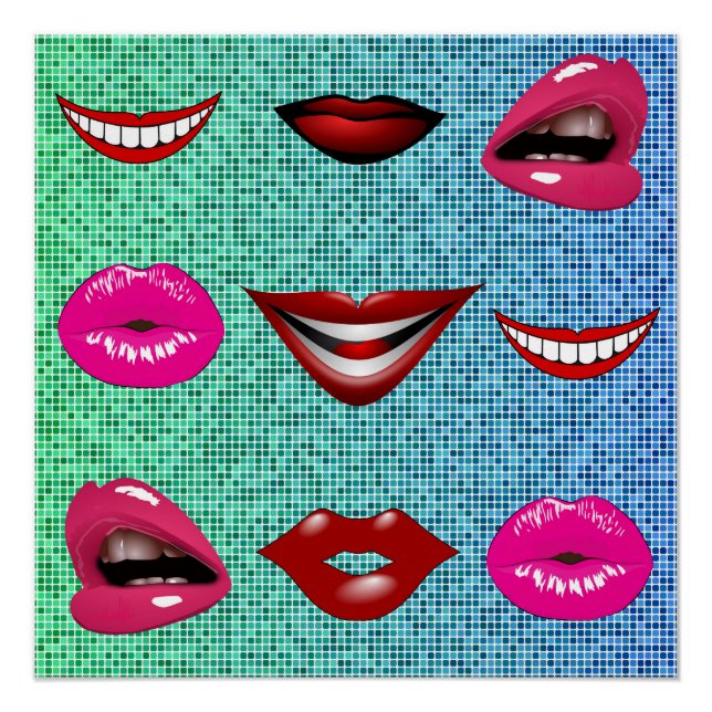 Póster Patrón de labios Guay de cadera funky urbana (Anverso)