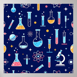 Póster Patrón de laboratorio de ciencias colorido y quími
