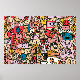 Póster Patrón de lanzamiento dibujado a mano de personaje