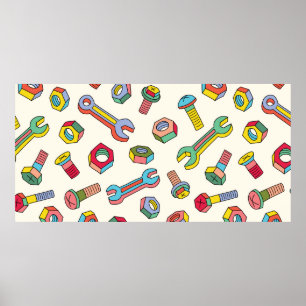 Póster Patrón de lavaparabrisas y tornillos
