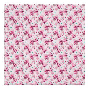 Póster Patrón de lazo coquette rosa de moda con aspecto f