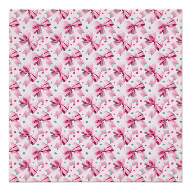 Póster Patrón de lazo coquette rosa de moda con aspecto f (Anverso)