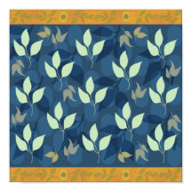 Patrón de Leafy Verde y Azul con encanto