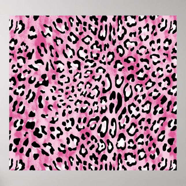 Póster Patrón de Leopardo Blanco Rosa. (Frente)