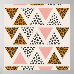 Póster Patrón de leopardo chic y triángulo rosa