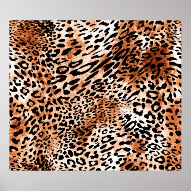 Póster Patrón de leopardo sin costuras, estampado de anim (Frente)
