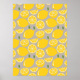 Póster Patrón de limón amarillo