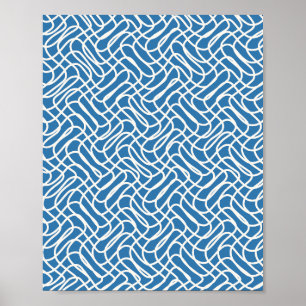 Póster Patrón de línea abstracta azul
