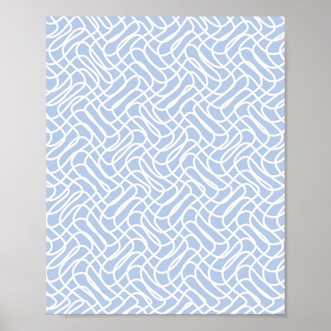 Póster Patrón de línea abstracta azul bebé (Frente)