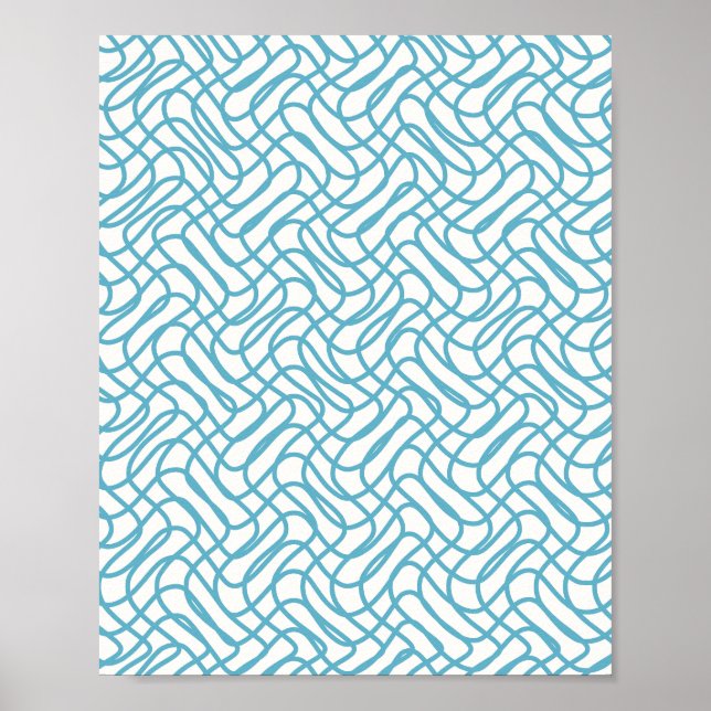 Póster Patrón de línea abstracta Turquesa (Frente)